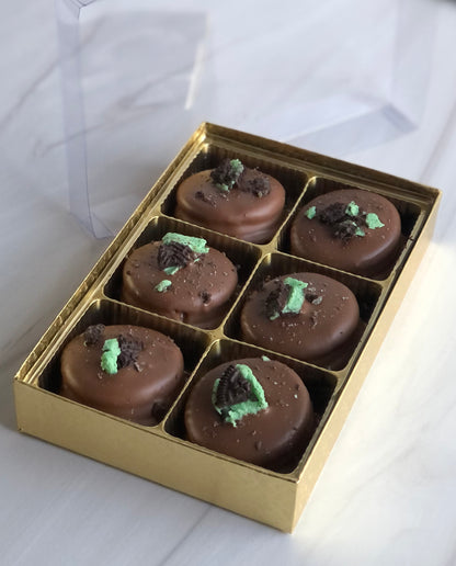 Dark Chocolate Dipped Mint Sandwich Cookies Gift Box