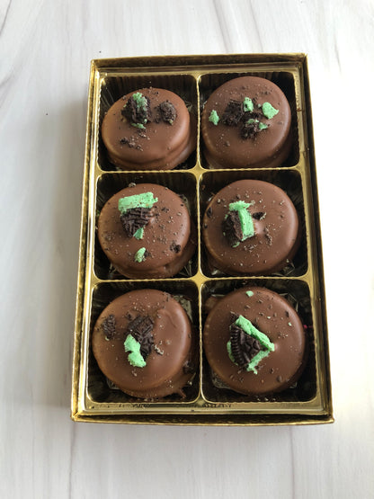 Dark Chocolate Dipped Mint Sandwich Cookies Gift Box